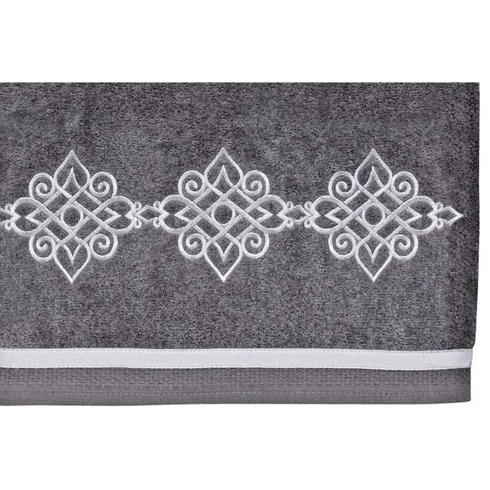 Avanti Riverview Bath Towels Nickle Gray Embroidered Bathroom 27x50 Set of 2